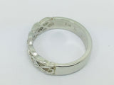 14k White Gold Round Cut 14pt Diamond Celtic Design Band Ring