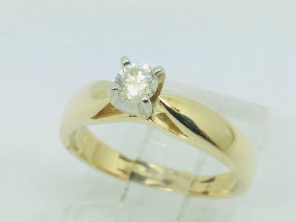 14k Yellow Gold Round Cut 17pt Solitaire Diamond Ring