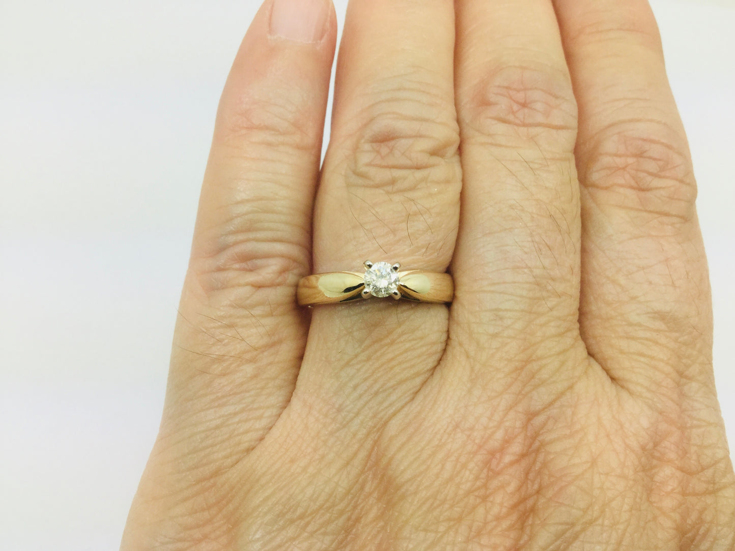 14k Yellow Gold Round Cut 17pt Solitaire Diamond Ring
