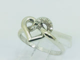 10k White Gold Round Cut 5pt Diamond Heart Ring
