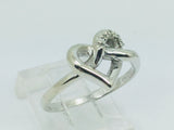 10k White Gold Round Cut 5pt Diamond Heart Ring