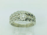 10k White Gold Round Cut 25pt Diamond Illusion Set Engagement Ring & Wedding Band Set