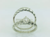 10k White Gold Round Cut 25pt Diamond Illusion Set Engagement Ring & Wedding Band Set