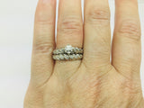 10k White Gold Round Cut 25pt Diamond Illusion Set Engagement Ring & Wedding Band Set