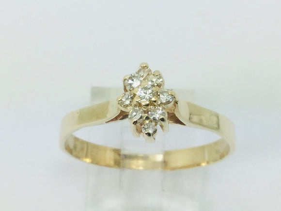 10k Yellow Gold Round Cut 18pt Diamond Cluster Ring