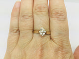 10k Yellow Gold Round Cut 18pt Diamond Cluster Ring