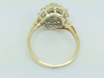 14k Yellow Gold Round Cut 40pt Diamond Cluster Ring