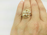 14k Yellow Gold Round Cut 35pt Diamond Cluster Ring