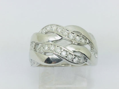 14k White Gold Round Cut 36pt Diamond Row Set Ring