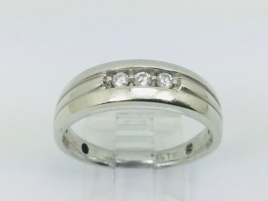 14k White Gold Round Cut 9pt Diamond Row Set Ring