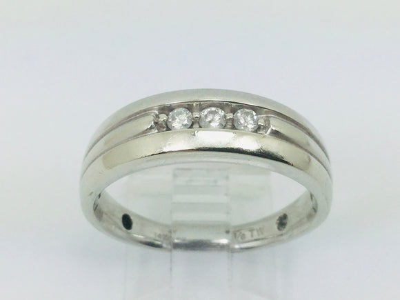 14k White Gold Round Cut 9pt Diamond Row Set Ring