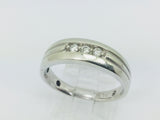 14k White Gold Round Cut 9pt Diamond Row Set Ring