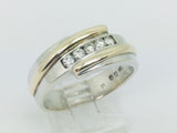 14k White & Yellow Gold Round Cut 25pt Diamond Channel Set Band Ring