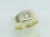 10k Yellow and White Gold Round Cut 10pt Diamond Solitaire Ring