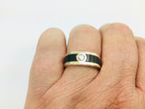 14k Yellow Gold Round Cut 25pt Diamond Solitaire & Black Onyx Ring