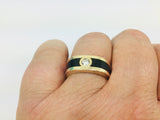 14k Yellow Gold Round Cut 25pt Diamond Solitaire & Black Onyx Ring