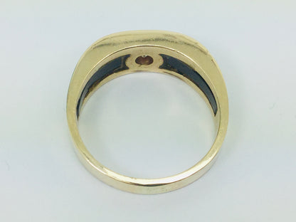 14k Yellow Gold Round Cut 25pt Diamond Solitaire & Black Onyx Ring