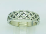 14k White Gold 6.8mm Custom Celtic Pattern Band Ring