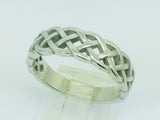 14k White Gold 6.8mm Custom Celtic Pattern Band Ring