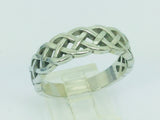 14k White Gold 6.8mm Custom Celtic Pattern Band Ring