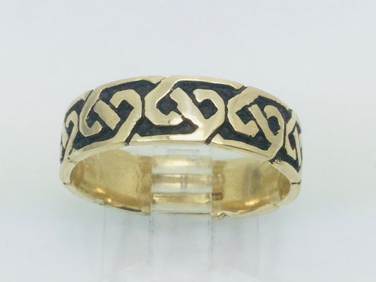 10k Yellow Gold 6.35mm Custom Celtic Pattern Band Ring