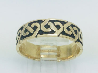 10k Yellow Gold 6.35mm Custom Celtic Pattern Band Ring