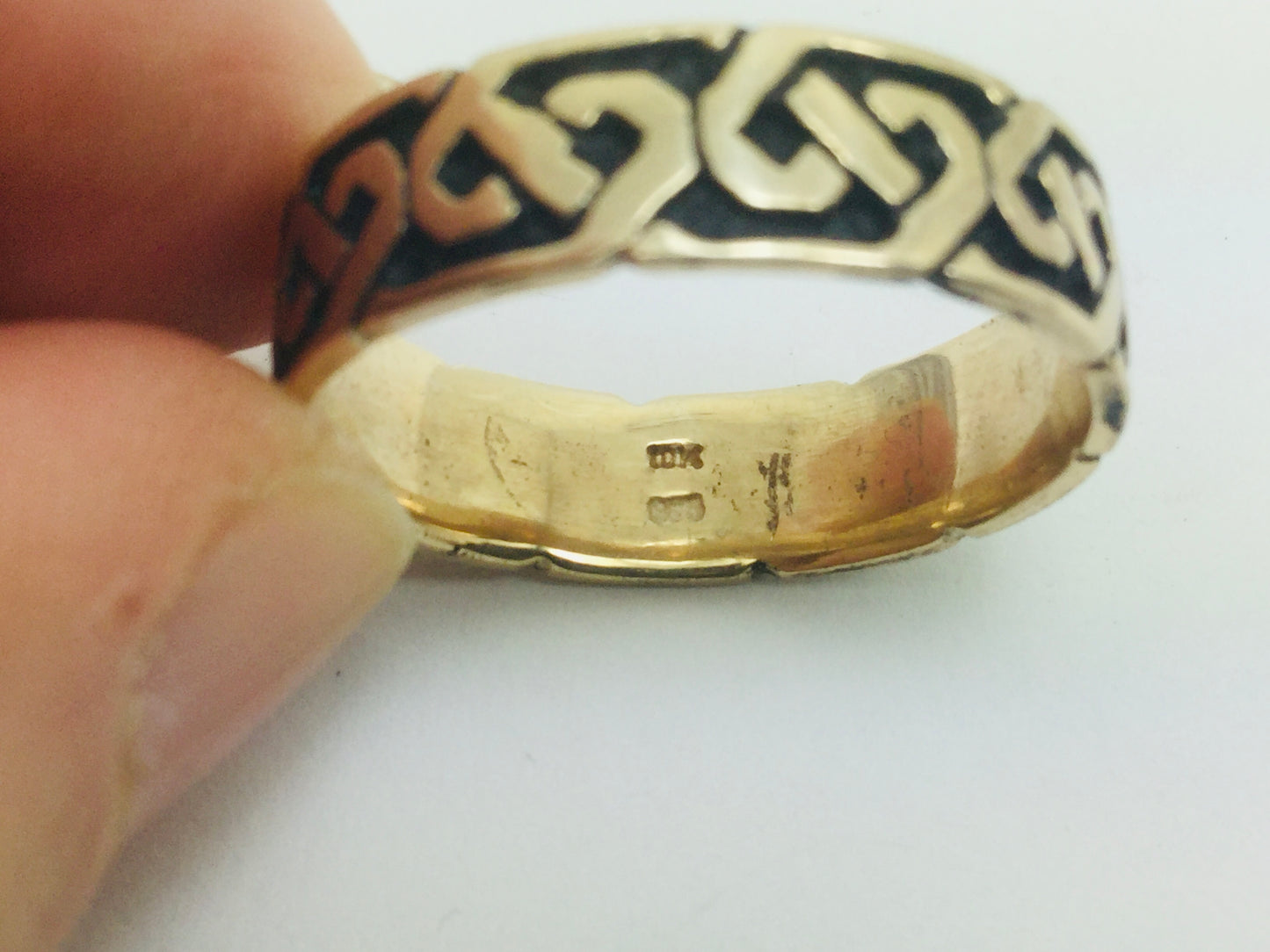 10k Yellow Gold 6.35mm Custom Celtic Pattern Band Ring