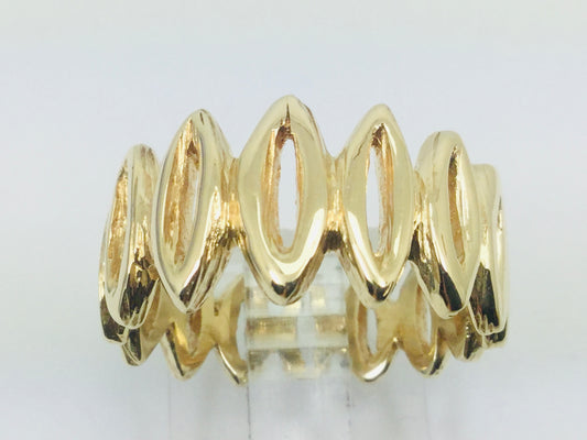 10k Yellow Gold 11.2mm Custom Pattern Band Ring