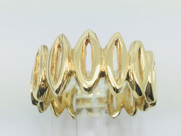 10k Yellow Gold 11.2mm Custom Pattern Band Ring
