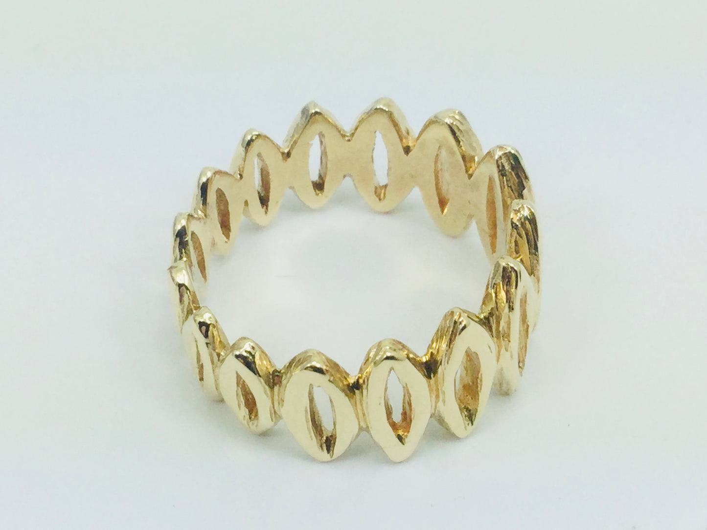 10k Yellow Gold 11.2mm Custom Pattern Band Ring