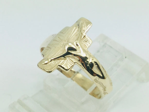 10k Yellow Gold Crucifix Cross Ring