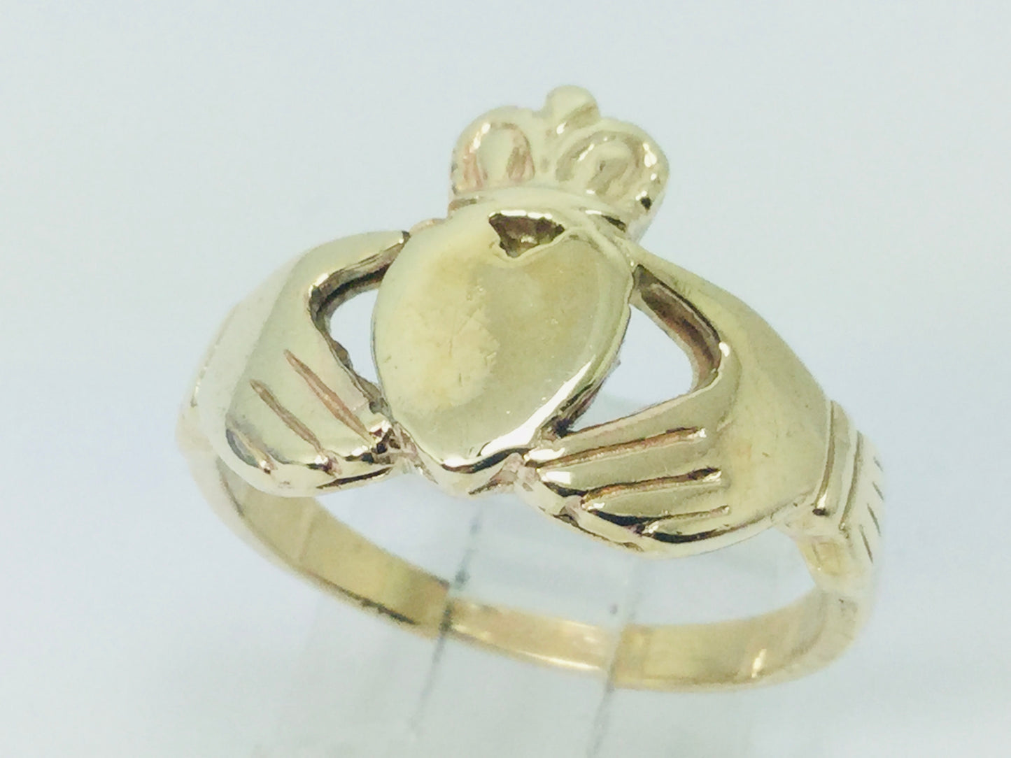 10k Yellow Gold Irish Claddagh Heart, Crown and Hands Ring