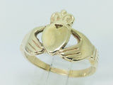 10k Yellow Gold Irish Claddagh Heart, Crown and Hands Ring