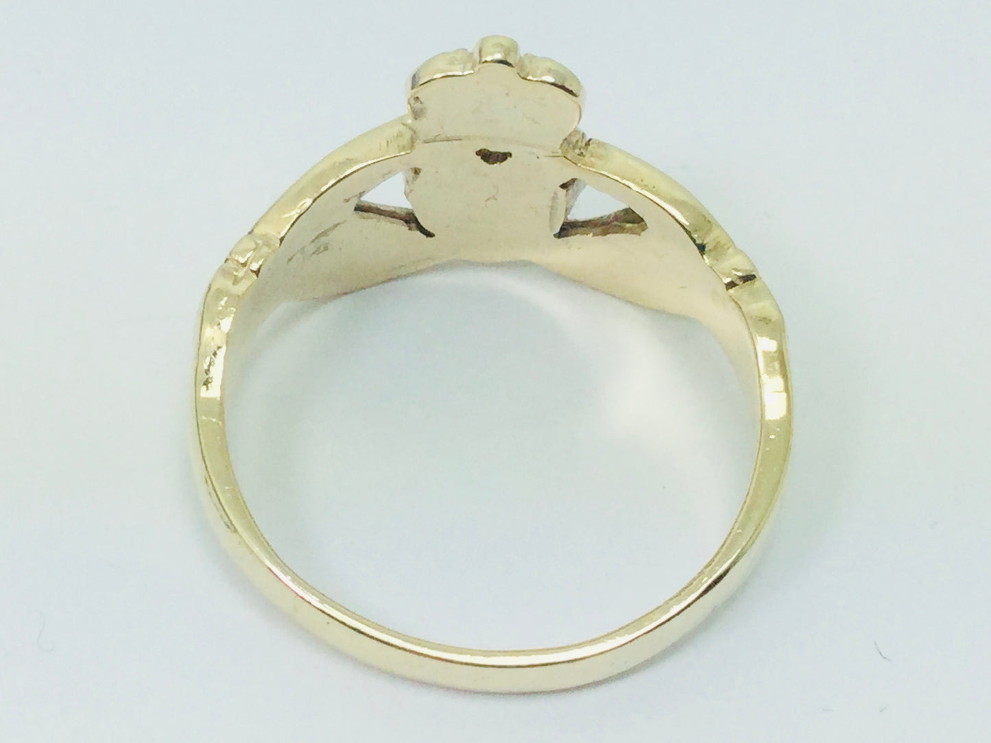10k Yellow Gold Irish Claddagh Heart, Crown and Hands Ring