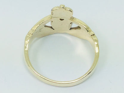 10k Yellow Gold Irish Claddagh Heart, Crown and Hands Ring