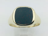 14k Yellow Gold Square Cut Bloodstone Ring