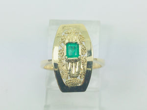 18k Yellow Gold Emerald Cut 20pt Emerald May Birthstone Ring