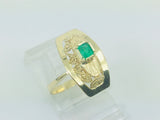 18k Yellow Gold Emerald Cut 20pt Emerald May Birthstone Ring