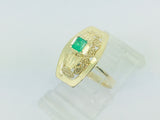 18k Yellow Gold Emerald Cut 20pt Emerald May Birthstone Ring