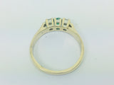 14k Yellow Gold Round Cut 18pt Emerald May Birthstone & 18pt Diamond Row Set Ring