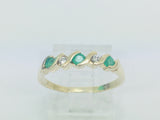 10k Yellow Gold Round Cut 18pt Emerald May Birthstone & 6pt Diamond Row Set Ring