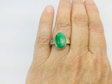 18k Yellow Gold Oval Cut Cabochon Jade August Birthstone Ring