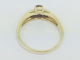 10k Yellow Gold Round Cut 50pt Ruby July Birthstone & 8pt Diamond Accent Ring