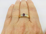10k Yellow Gold Round Cut 50pt Ruby July Birthstone & 8pt Diamond Accent Ring