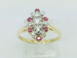 14k Yellow Gold Oval Cut 30pt Ruby July Birthstone & 18pt Diamond Cluster Ring