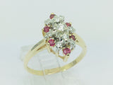 14k Yellow Gold Oval Cut 30pt Ruby July Birthstone & 18pt Diamond Cluster Ring