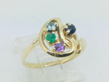 10k Yellow Gold Round Cut 4 Stone Family Ring