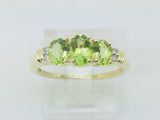 14k Yellow Gold Oval Cut 1.3ct Peridot August Birthstone & 2pt Diamond Halo Ring