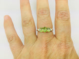 14k Yellow Gold Oval Cut 1.3ct Peridot August Birthstone & 2pt Diamond Halo Ring