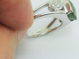 14k White Gold Cushion Cut 5ct Peridot August Birthstone & 9pt Diamond Accent Ring